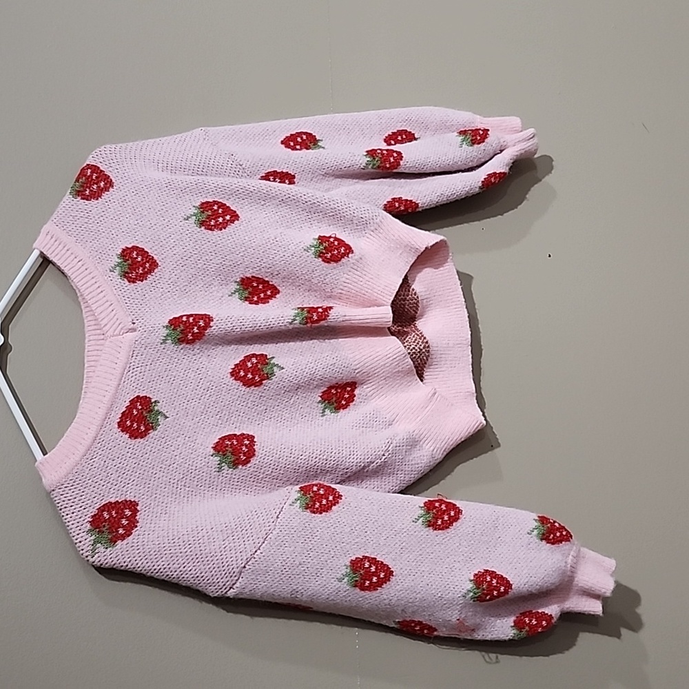 Strawberry sweater| Amazon| Some string pulling out| NWOT|